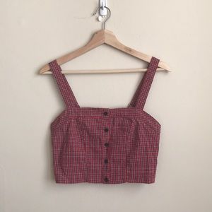 Brandy Melville red plaid crop top